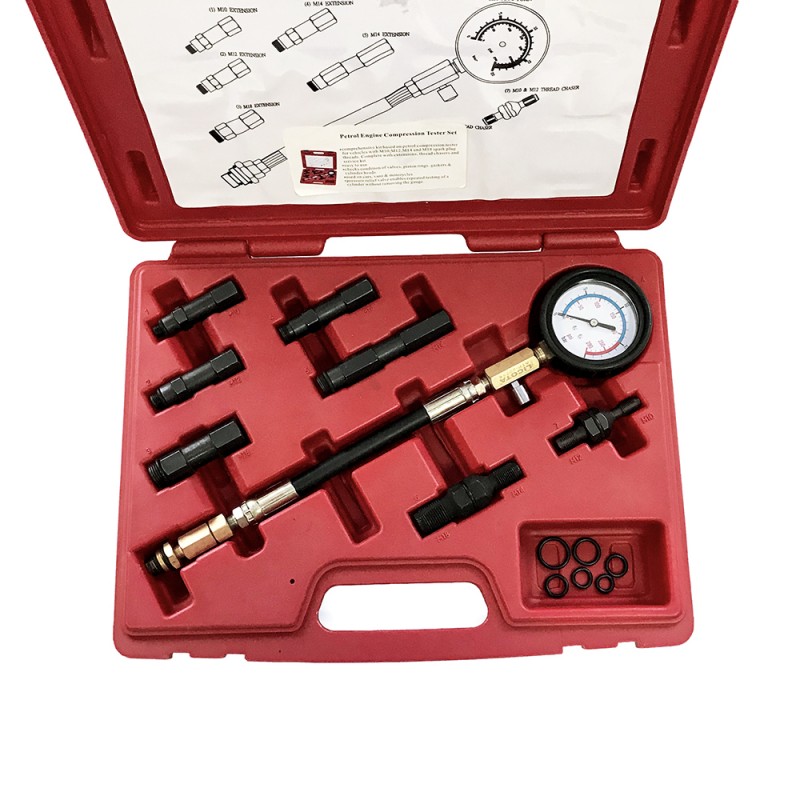 Компрессометр профессиональный бензиновый, набор со сменными насадками ATP-2073A